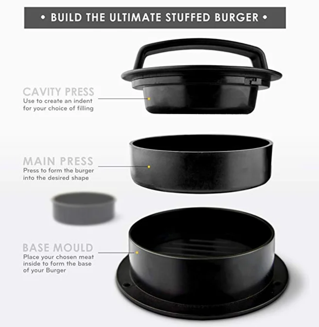 3-in-1 Stuffed Burger Press – Homemade Burger Patty Maker