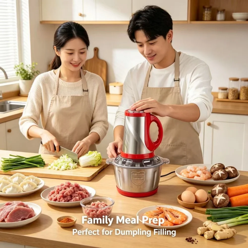 3-Button Stainless Steel Electric Food Chopper & Mincer