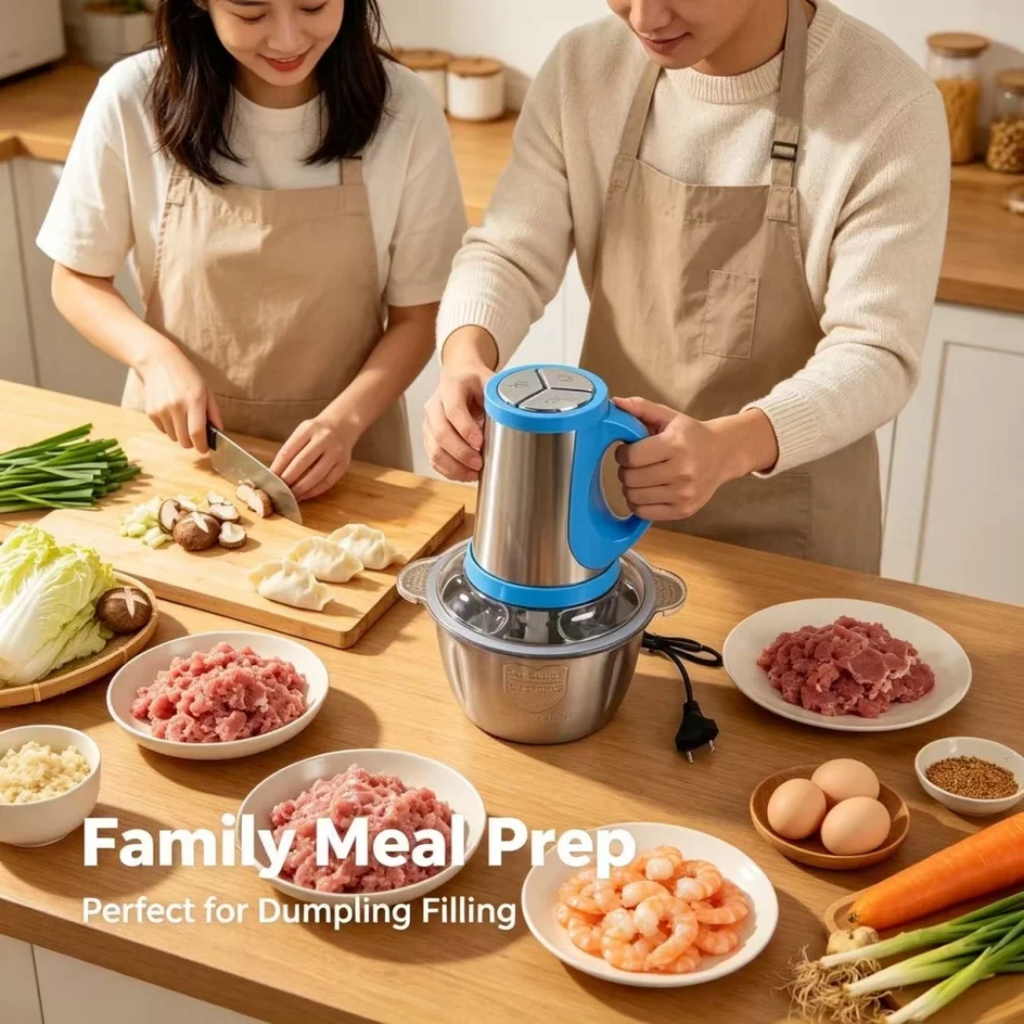 3-Button Stainless Steel Electric Food Chopper & Mincer