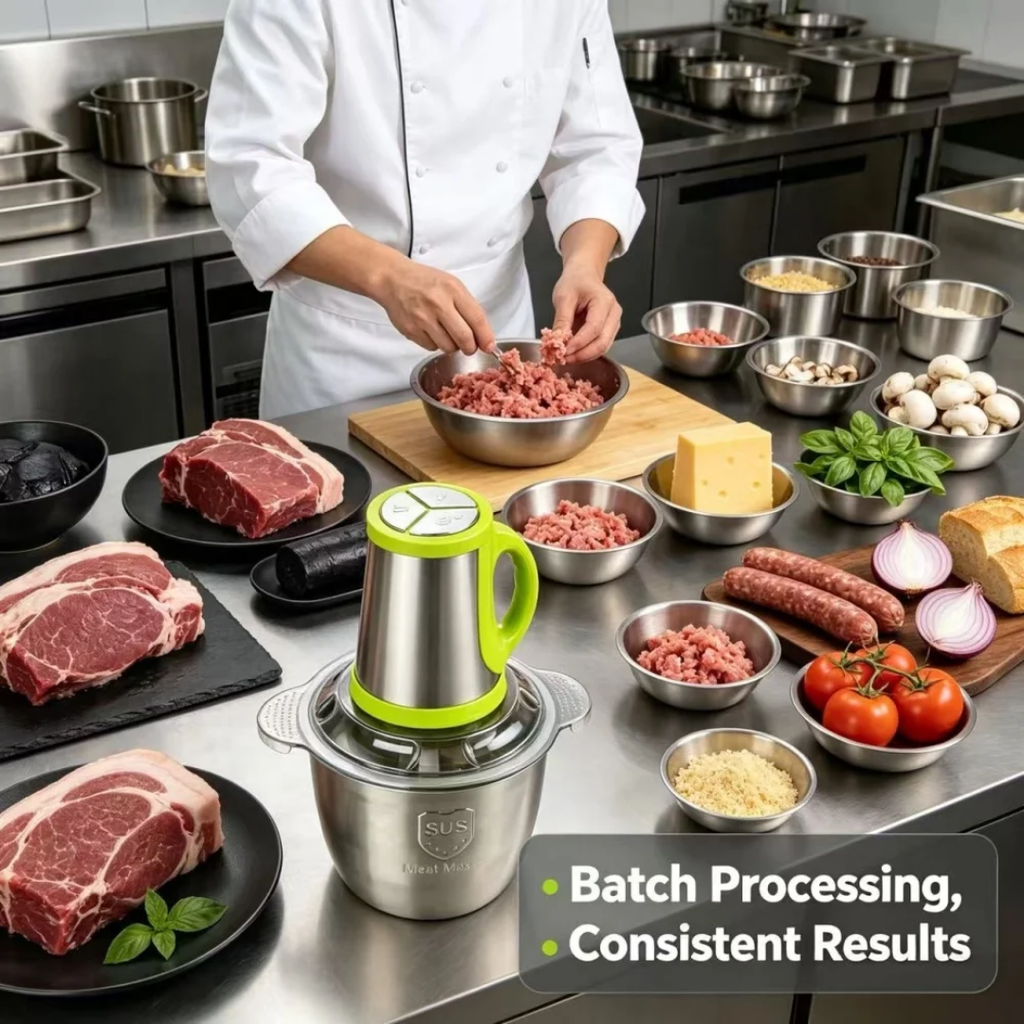 3-Button Stainless Steel Electric Food Chopper & Mincer