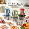 3-Button Stainless Steel Electric Food Chopper & Mincer